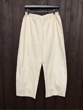 Modern Citizen 100% Cotton Pull on Crop Wide Leg Barrel Pant Sz M Ivory NWOT NEW